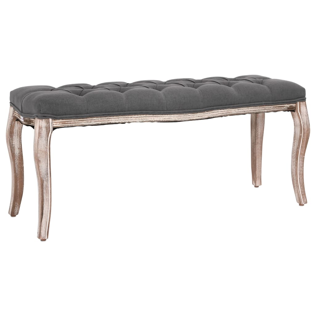 vidaXL Linen Bench Solid Wood 110x38x48 cm Dark Grey