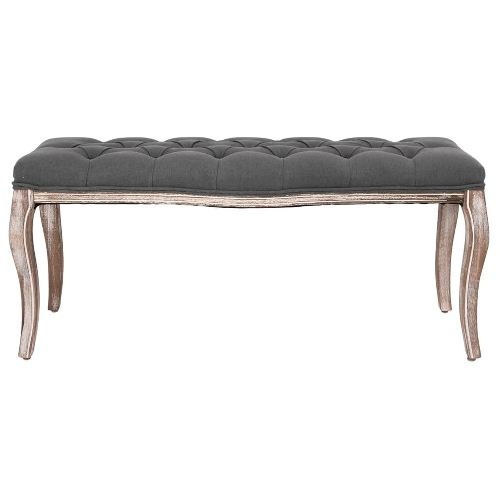 vidaXL Linen Bench Solid Wood 110x38x48 cm Dark Grey