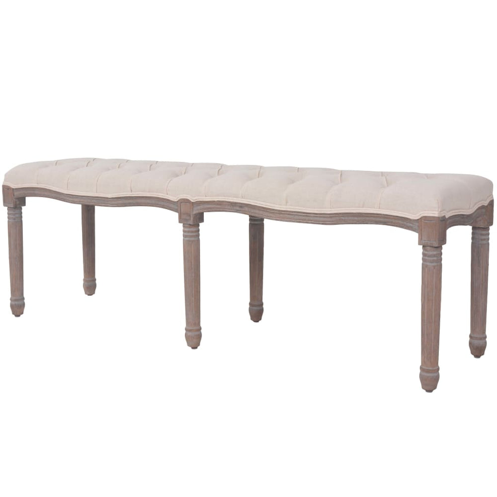 vidaXL Linen Bench Solid Wood 150 x 40 x 48 cm Cream White