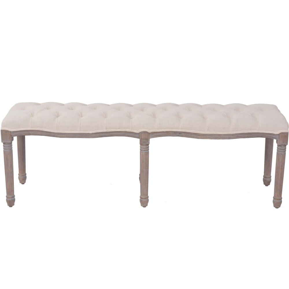 vidaXL Linen Bench Solid Wood 150 x 40 x 48 cm Cream White
