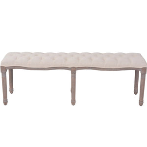 vidaXL Linen Bench Solid Wood 150 x 40 x 48 cm Cream White