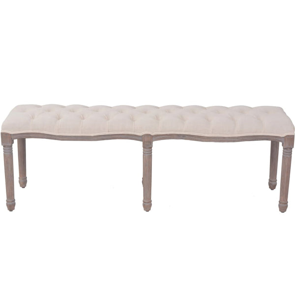 vidaXL Linen Bench Solid Wood 150 x 40 x 48 cm Cream White