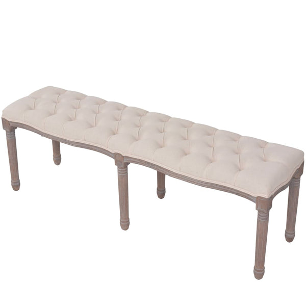 vidaXL Linen Bench Solid Wood 150 x 40 x 48 cm Cream White