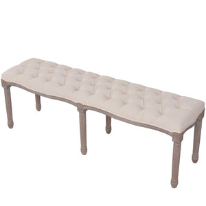 vidaXL Linen Bench Solid Wood 150 x 40 x 48 cm Cream White
