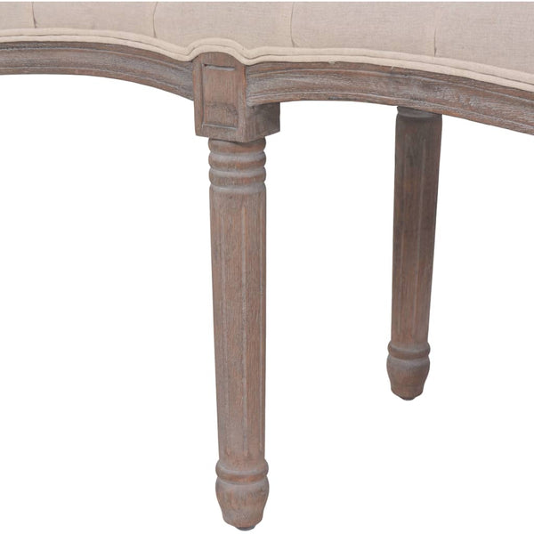 vidaXL Linen Bench Solid Wood 150 x 40 x 48 cm Cream White