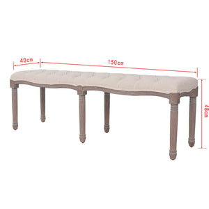 vidaXL Linen Bench Solid Wood 150 x 40 x 48 cm Cream White