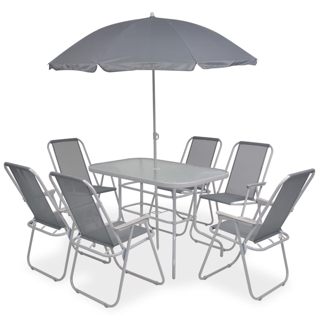 vidaXL 8-Seater Garden Dining Set Steel and Textilene Grey