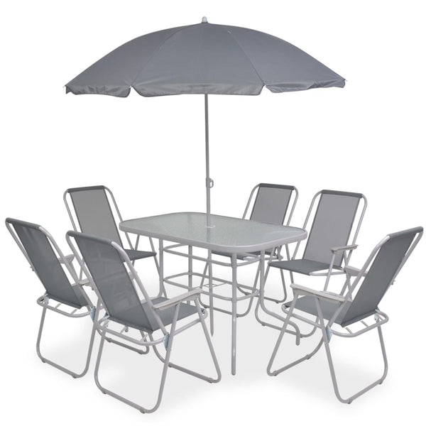 vidaXL 8-Seater Garden Dining Set Steel and Textilene Grey
