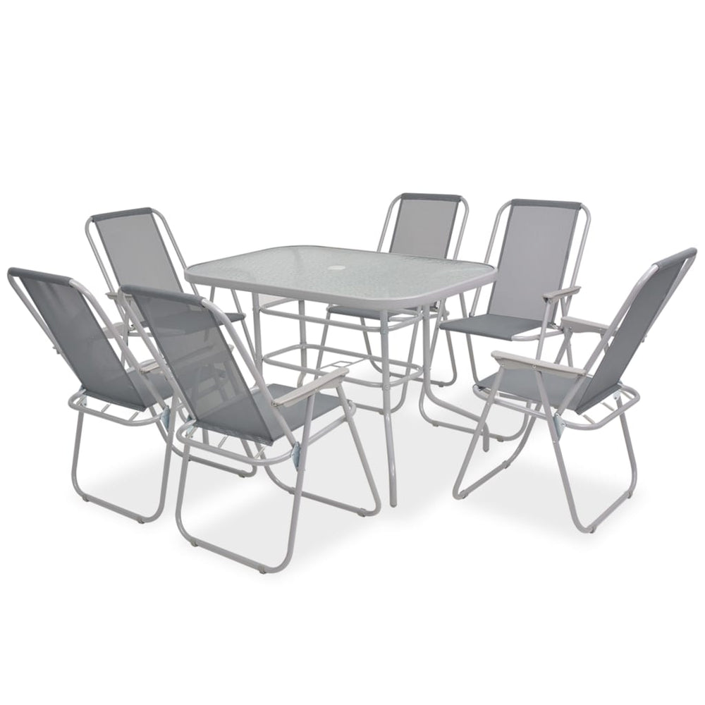 vidaXL 8-Seater Garden Dining Set Steel and Textilene Grey