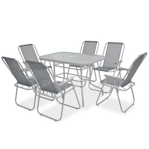 vidaXL 8-Seater Garden Dining Set Steel and Textilene Grey