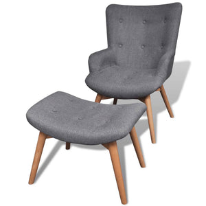 vidaXL Armchair with Footrest Grey Fabric
