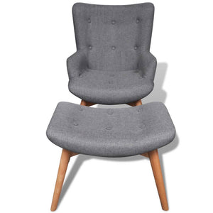vidaXL Armchair with Footrest Grey Fabric