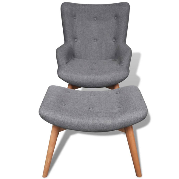 vidaXL Armchair with Footrest Grey Fabric
