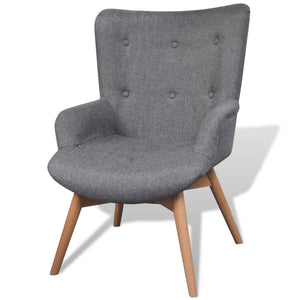 vidaXL Armchair with Footrest Grey Fabric