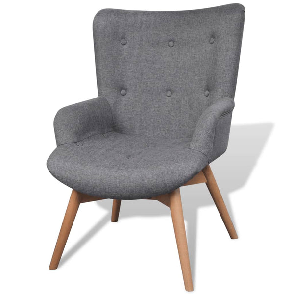 vidaXL Armchair with Footrest Grey Fabric