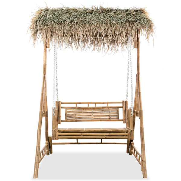 vidaXL 2-Seater Hollywood Swing with Palm Leaves Bamboo 202 cm