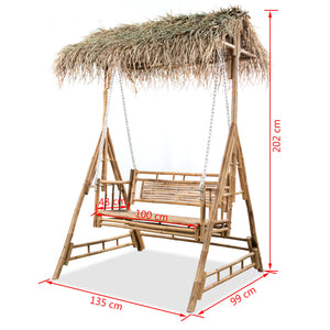 vidaXL 2-Seater Hollywood Swing with Palm Leaves Bamboo 202 cm