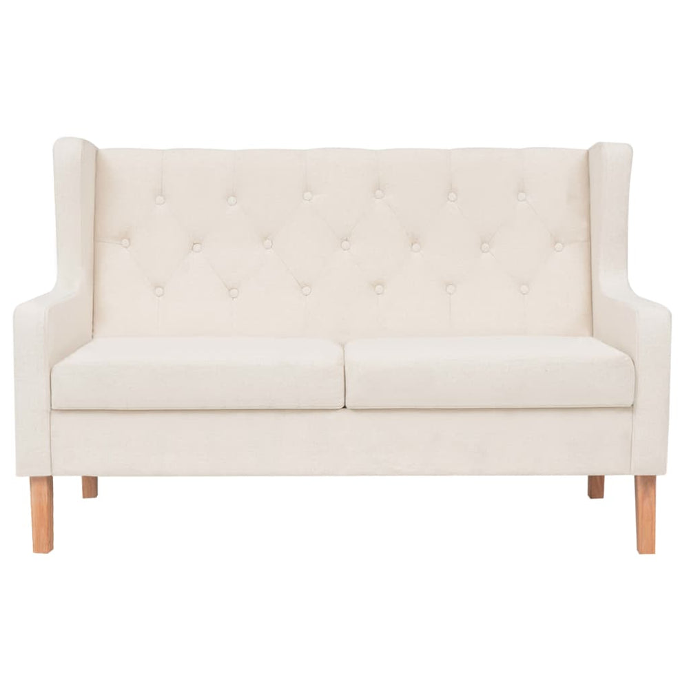 vidaXL 2-Seater Sofa Fabric Cream White