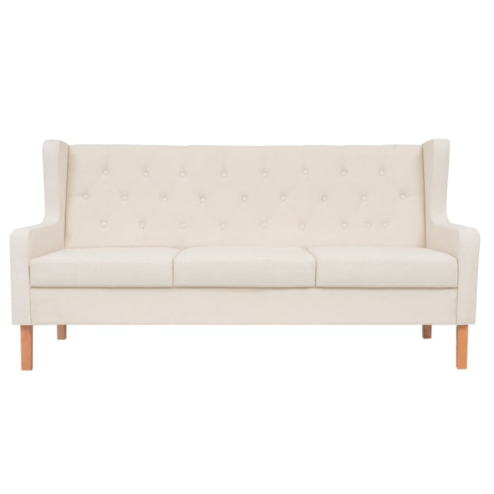 vidaXL 3-Seater Sofa Fabric Cream White