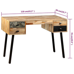 vidaXL Desk Recycled Solid Teak Wood 110 x 50 x 76 cm