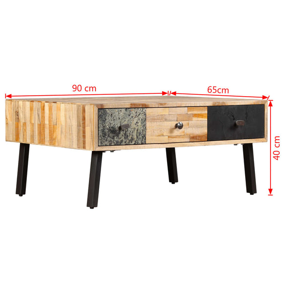 vidaXL Coffee Table Recycled Solid Teak Wood 90x65x40 cm