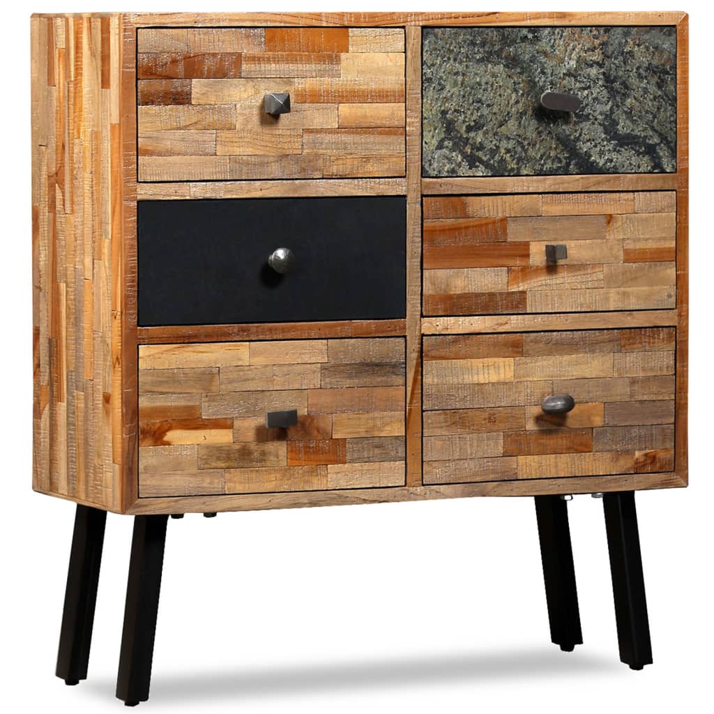 vidaXL Sideboard with 6 Drawers Recycled Teak 70x30x76cm
