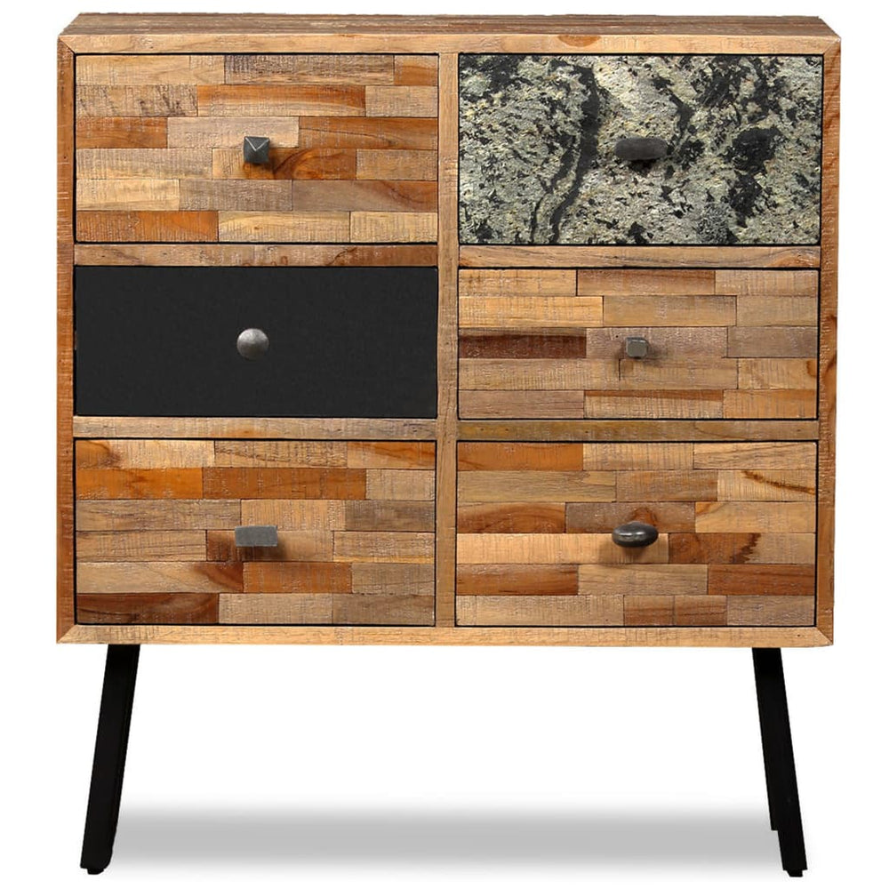 vidaXL Sideboard with 6 Drawers Recycled Teak 70x30x76cm