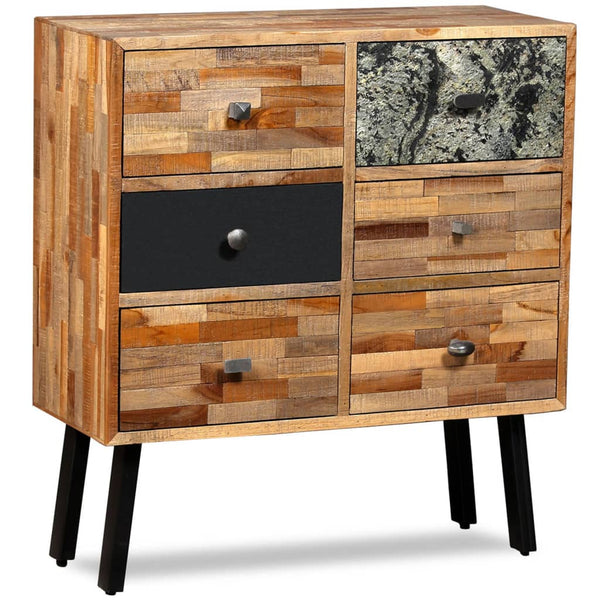 vidaXL Sideboard with 6 Drawers Recycled Teak 70x30x76cm
