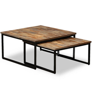 vidaXL Nesting Coffee Table Set 2 pcs. Solid Reclaimed Teak