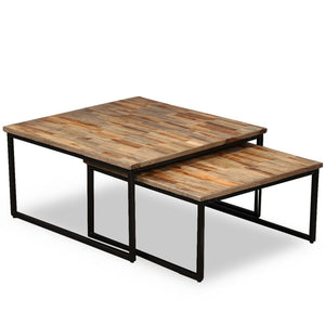 vidaXL Nesting Coffee Table Set 2 pcs. Solid Reclaimed Teak