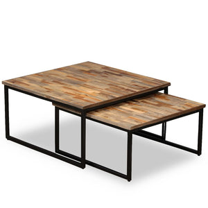 vidaXL Nesting Coffee Table Set 2 pcs. Solid Reclaimed Teak