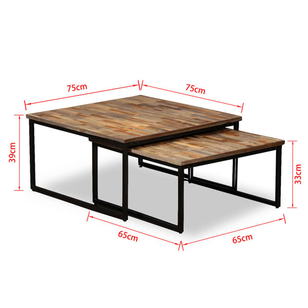 vidaXL Nesting Coffee Table Set 2 pcs. Solid Reclaimed Teak