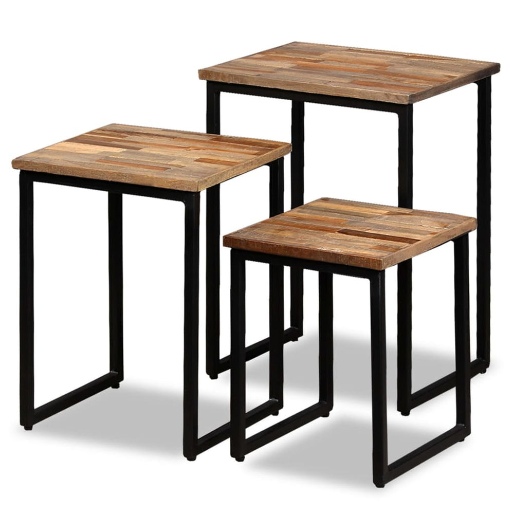 vidaXL 3-Piece Nesting Table Set Recycled Solid Teak Wood