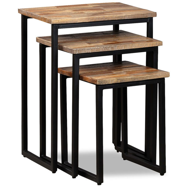 vidaXL 3-Piece Nesting Table Set Recycled Solid Teak Wood
