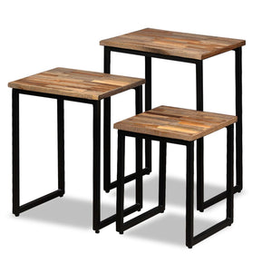 vidaXL 3-Piece Nesting Table Set Recycled Solid Teak Wood