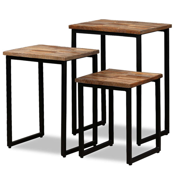 vidaXL 3-Piece Nesting Table Set Recycled Solid Teak Wood
