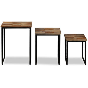 vidaXL 3-Piece Nesting Table Set Recycled Solid Teak Wood