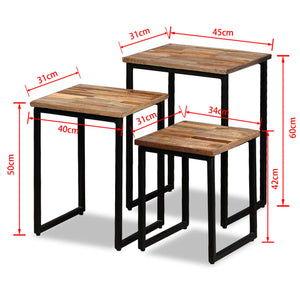 vidaXL 3-Piece Nesting Table Set Recycled Solid Teak Wood