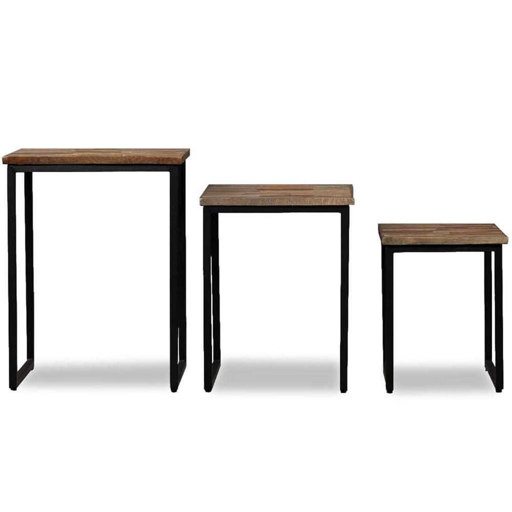 vidaXL 3-Piece Nesting Table Set Recycled Solid Teak Wood