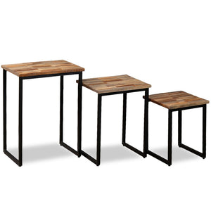 vidaXL 3-Piece Nesting Table Set Recycled Solid Teak Wood
