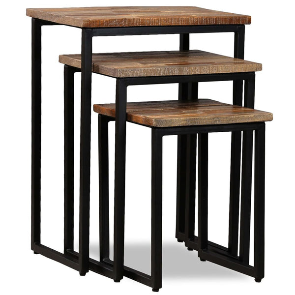 vidaXL 3-Piece Nesting Table Set Recycled Solid Teak Wood