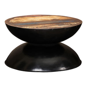 vidaXL Coffee Table Solid Reclaimed Wood Black Base 60x60x33 cm