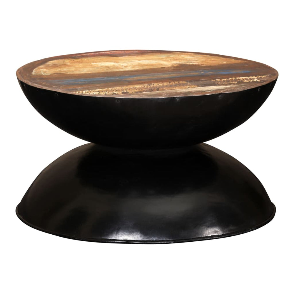 vidaXL Coffee Table Solid Reclaimed Wood Black Base 60x60x33 cm
