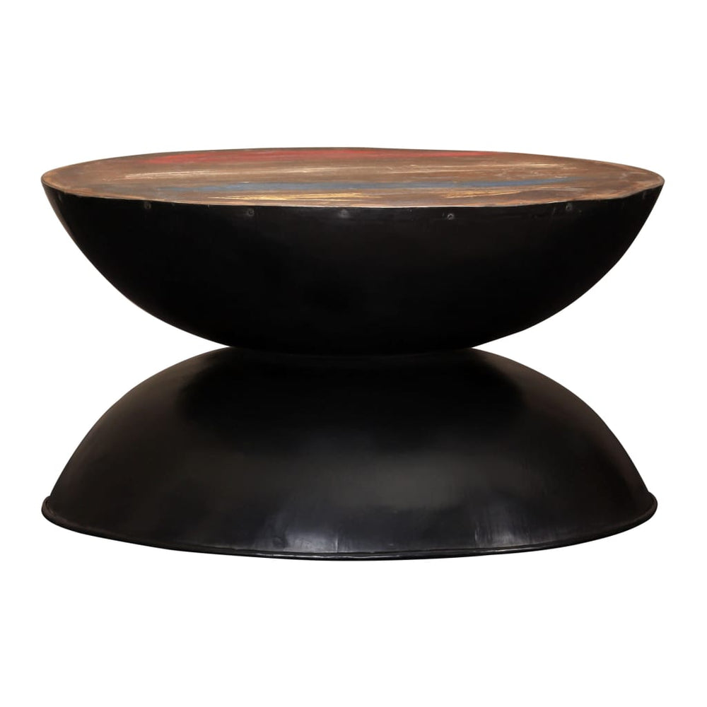 vidaXL Coffee Table Solid Reclaimed Wood Black Base 60x60x33 cm