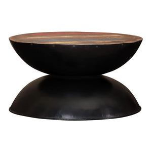 vidaXL Coffee Table Solid Reclaimed Wood Black Base 60x60x33 cm
