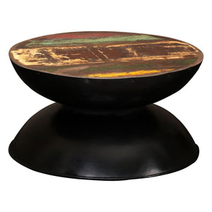 vidaXL Coffee Table Solid Reclaimed Wood Black Base 60x60x33 cm