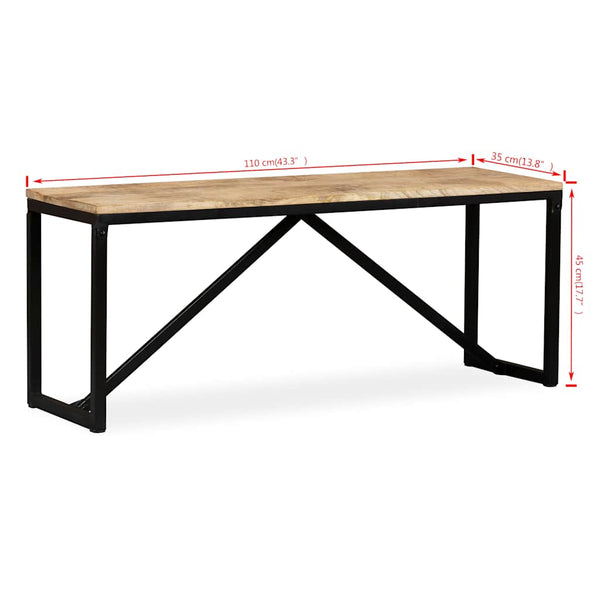 vidaXL Bench Solid Mango Wood 110 x 35 x 45 cm