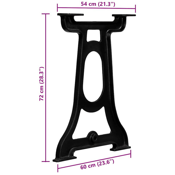 vidaXL Dining Table Legs 2 pcs Y-shaped Cast Iron