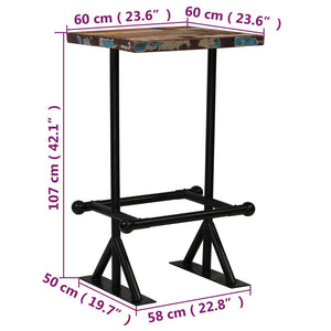 vidaXL Bar Table Solid Reclaimed Wood Multicolour 60x60x107 cm