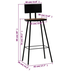 vidaXL Bar Stools 2 pcs. Solid Reclaimed Wood